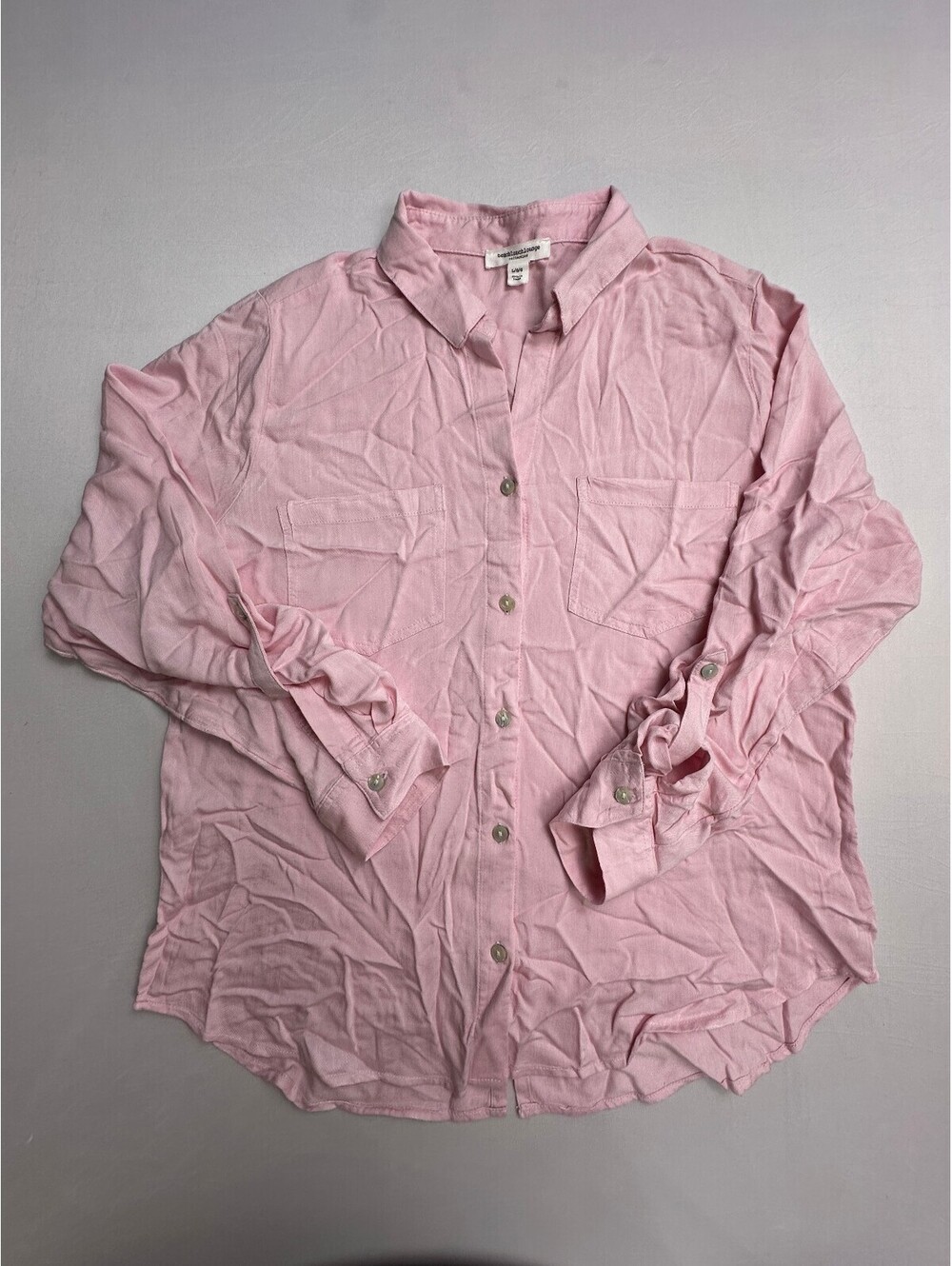 BeachLunchLounge Pink Viscose Button-Up Shirt Women's Large